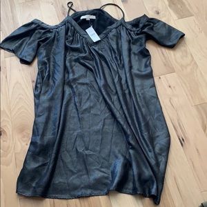 Loft off shoulder flowy metallic dress